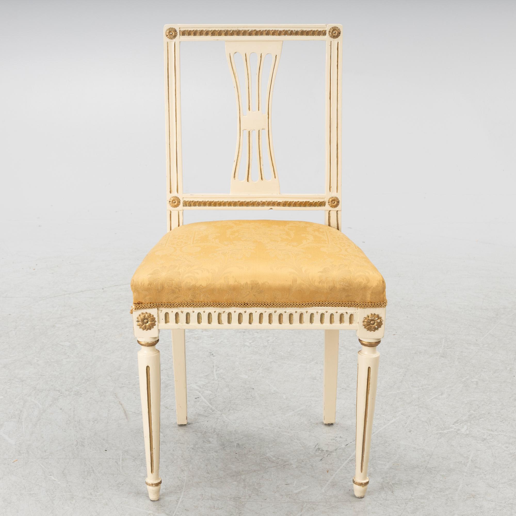 Four Gustavian chairs, Sweden, around 1800.