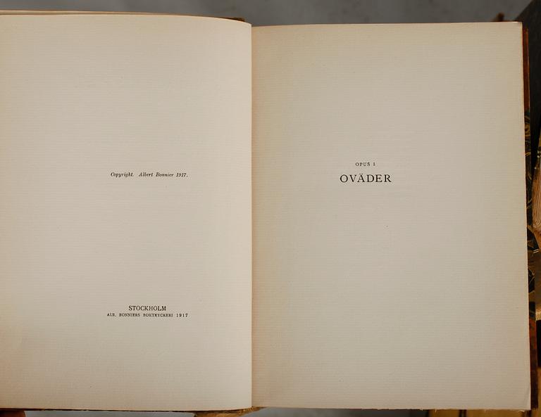 BOKBAND, 55 vol, komplett uppglaga, "Samlade skrifter" av August Strinberg. TEXTÄNDRING: Komplett upplaga.
