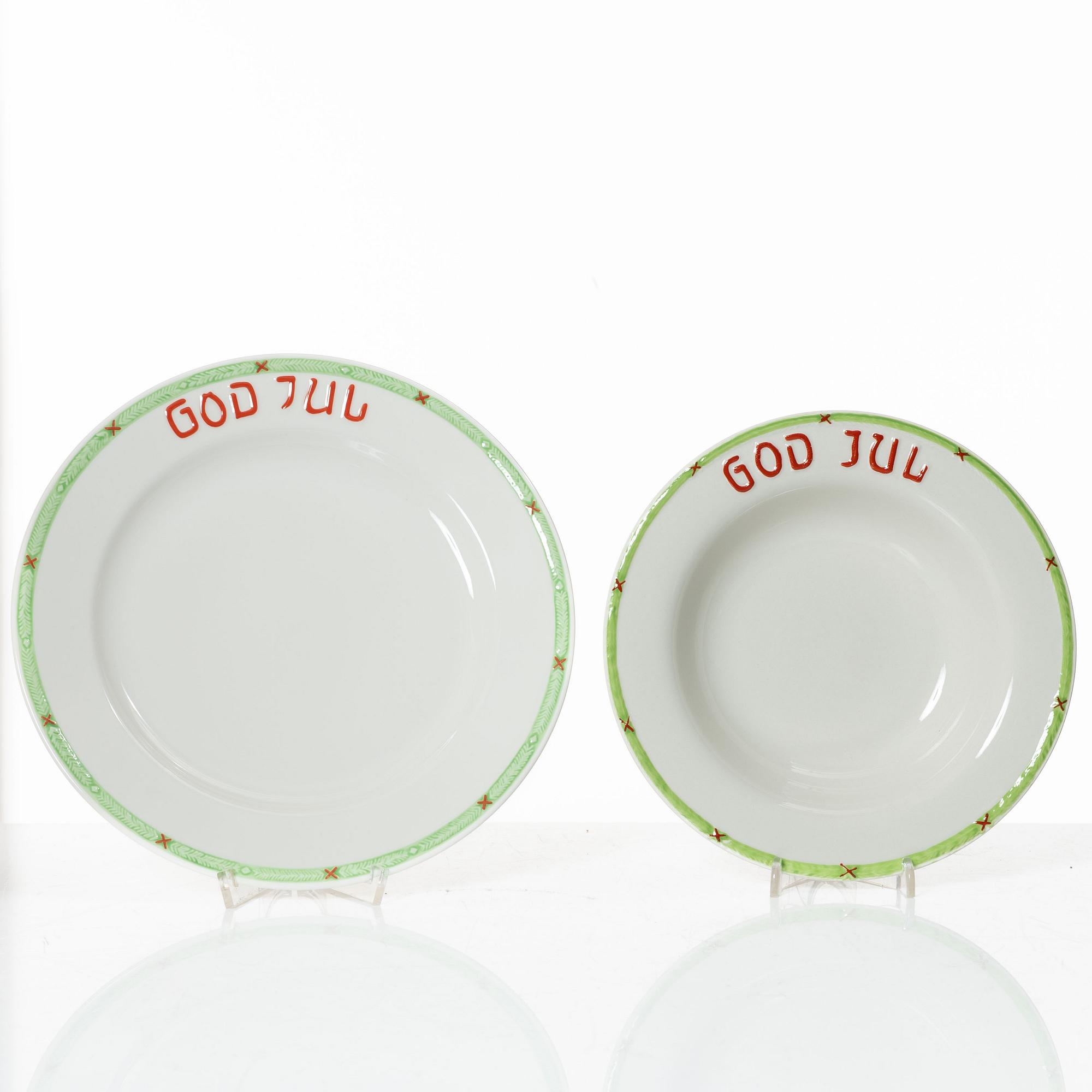 A 21-piece Christmas porcelain dinner service, 'God jul', Rörstrand / Gustavsberg.