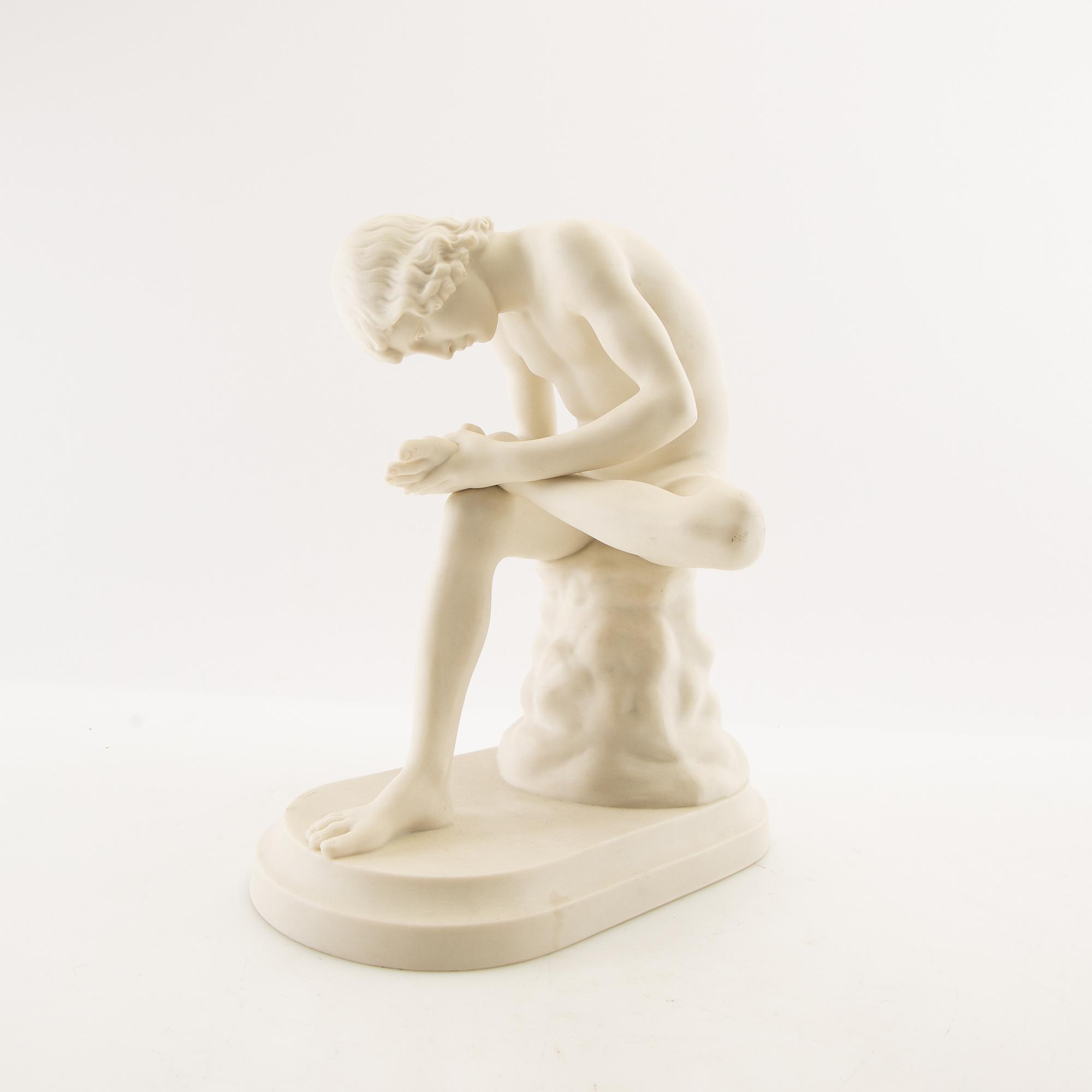 Sculpture "Thorn Puller" - "Boy with Thorn" Gustavsberg 1908 parian.