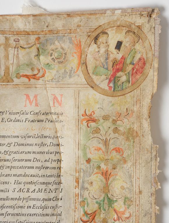 Document on vellum, Rome, 1586.