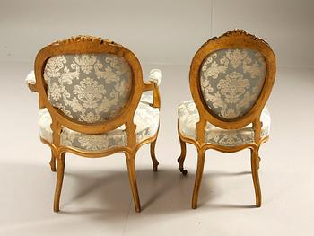 SALONGSGRUPP, 7 delar, rokokostil, 1900-talets första hälft.