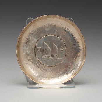 MYNTFAT, fem stycken, silver. Bla Zee Sung, Shanghai, 1900-talets början.