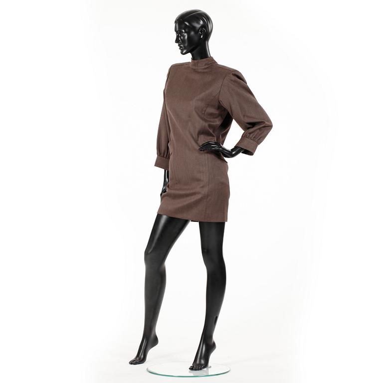 YVES SAINT LAURENT, a brown wool dress.