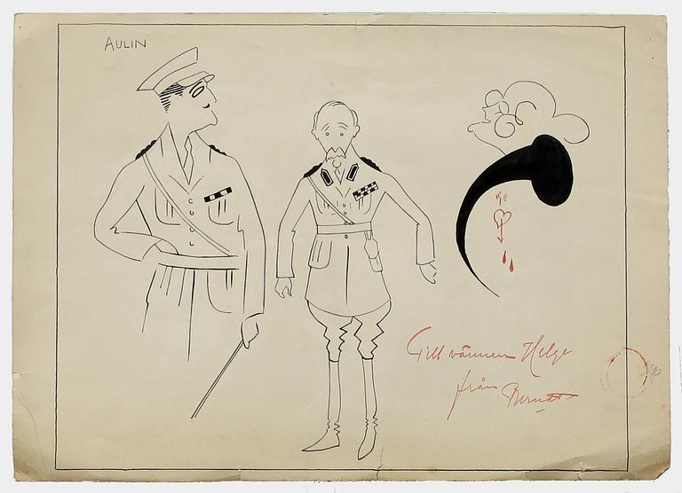 BERNDT AULIN, 11 st, akvarellerade tuschteckningar, sign. Dat 1923-24.