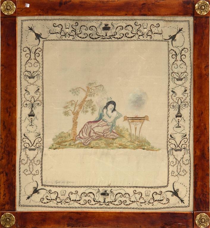 Silk embroidery, 1790s.