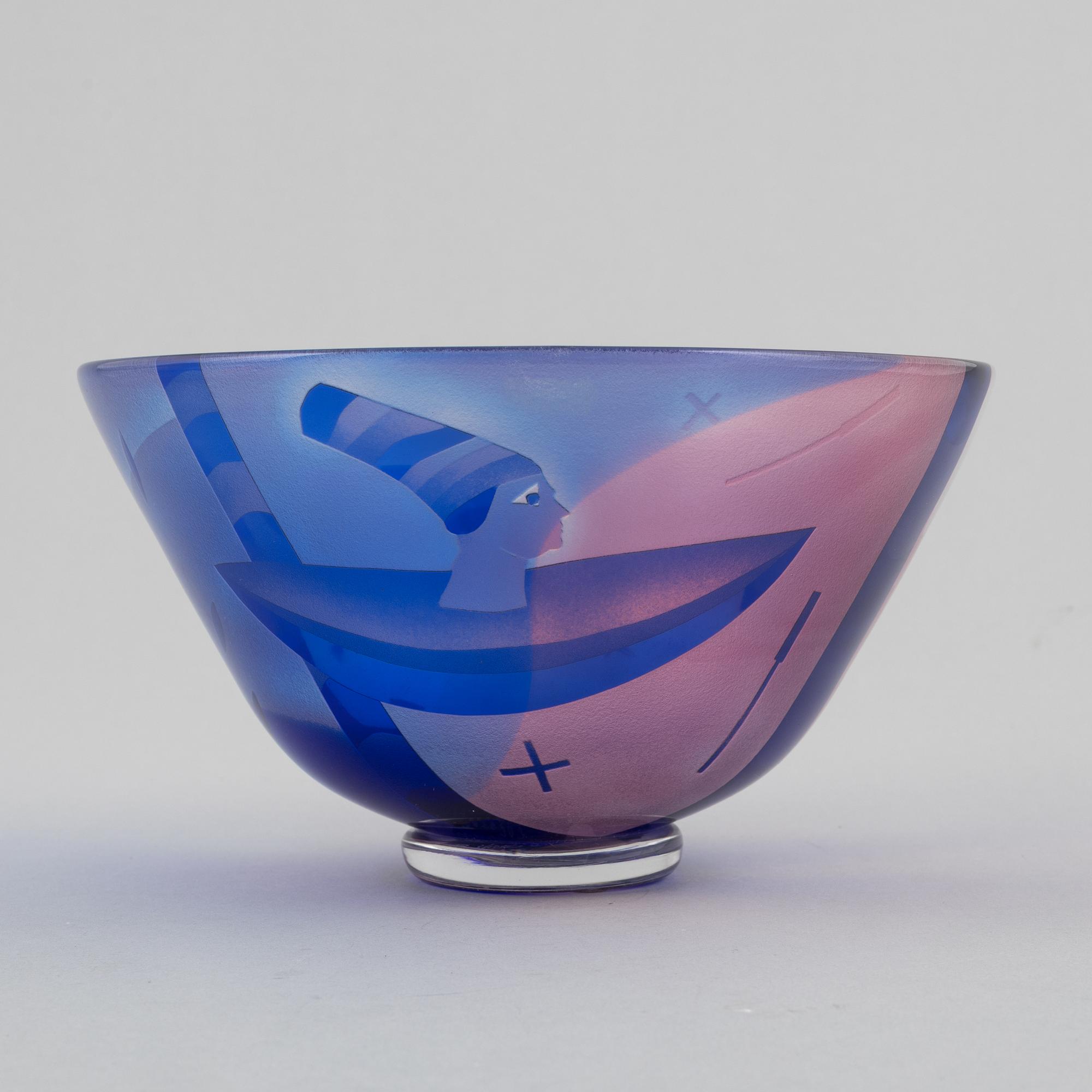 Bertil Vallien, a unique glass bowl, Kosta Boda, Sweden.