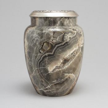 W.A. BOLIN, a silver and agate vase from Stockholm, 1950?.