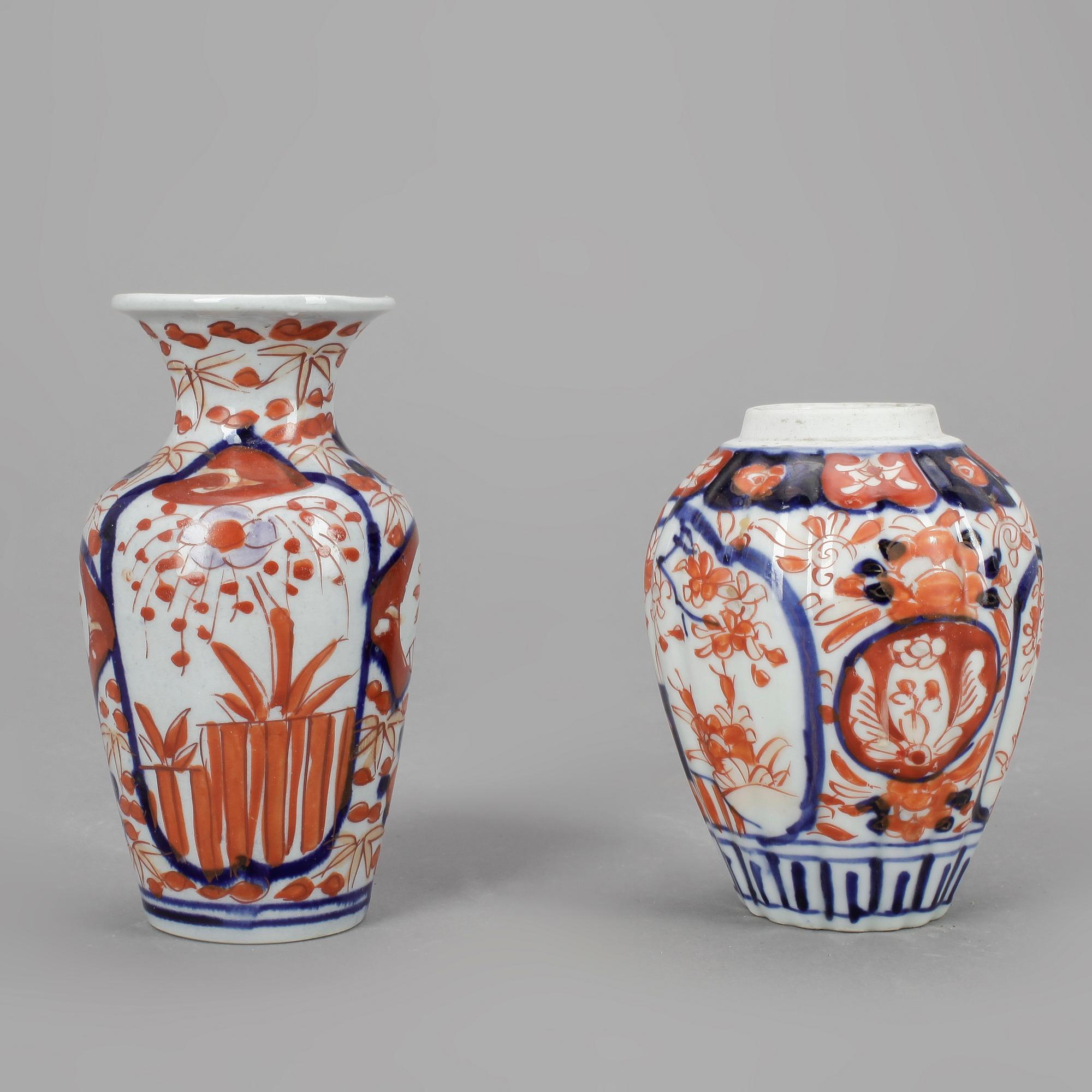 FAT och VASER, 5 delar, porslin, Imari, Japan sent 1800-tal.