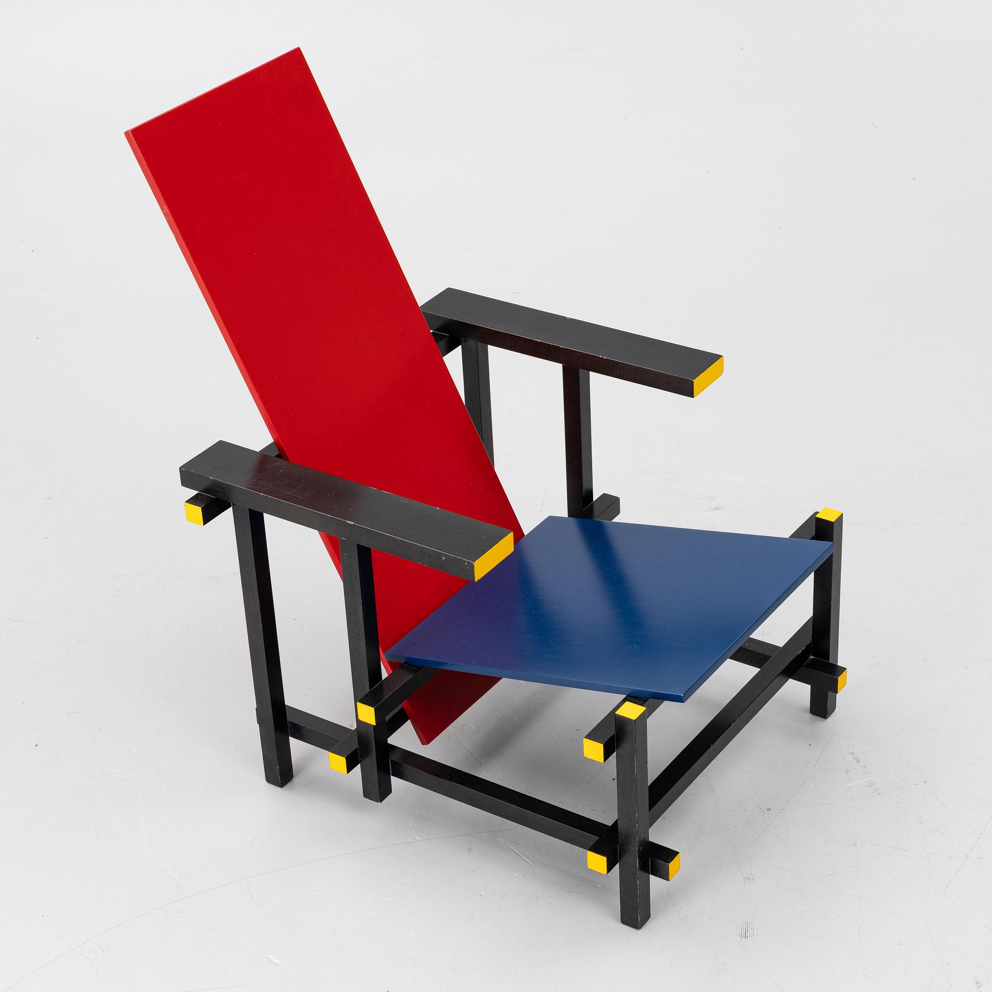 Gerrit Rietveld, “Red and blue chair”, Cassina, contemporary.