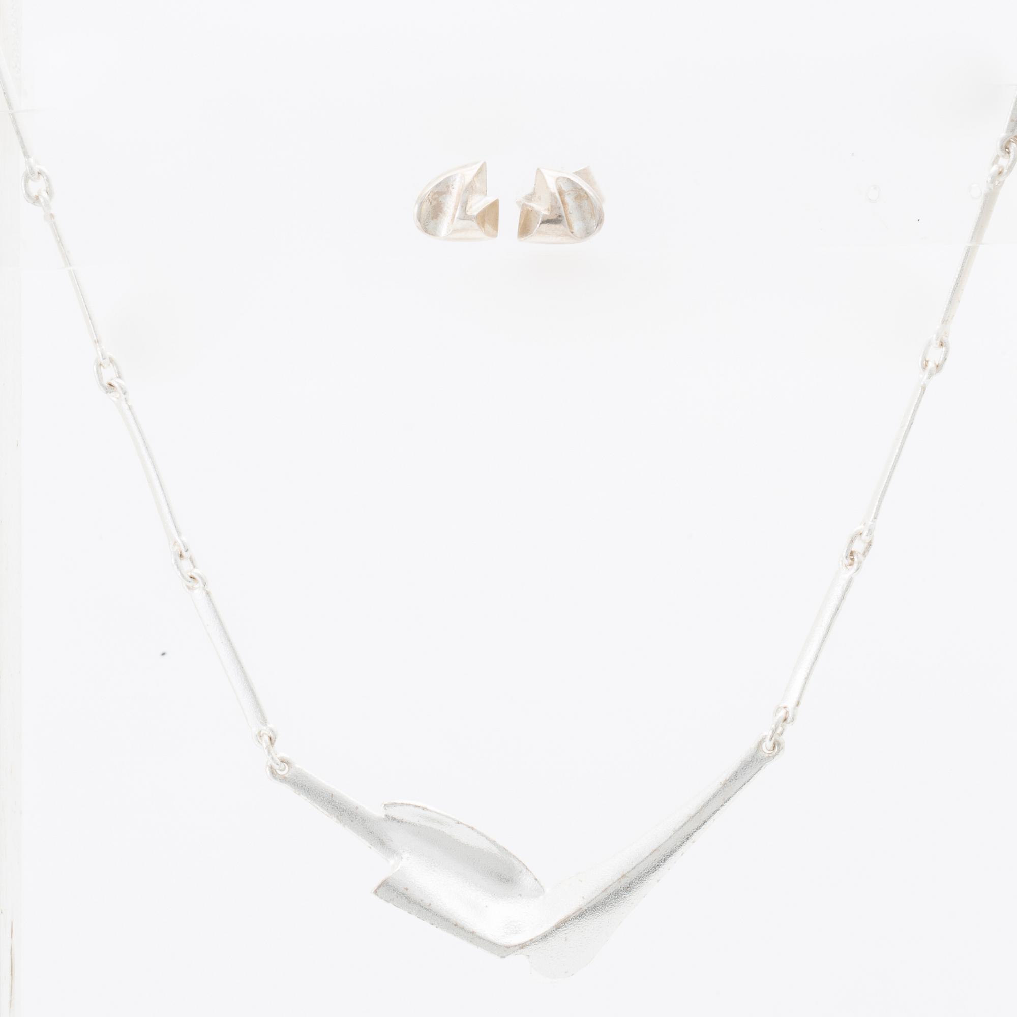 Zoltan Popovits, halsband "Hespera" samt örhängen "Etna" silver, Lapponia 1990.