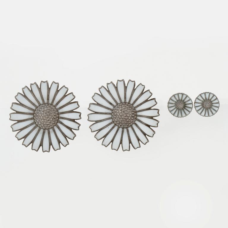 Two pair of "Daisy" earrings by Georg Jensen.