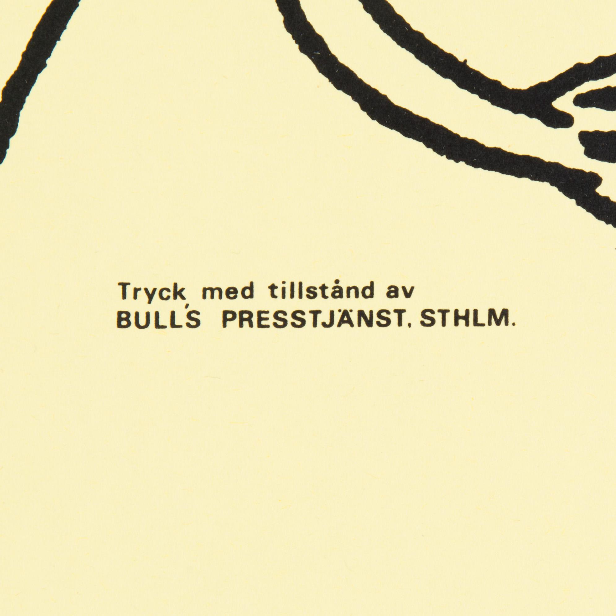 AFFISCHER, 6 stycken, Tove Jansson, Bulls Presstjänst, Stockholm, 1960-tal.