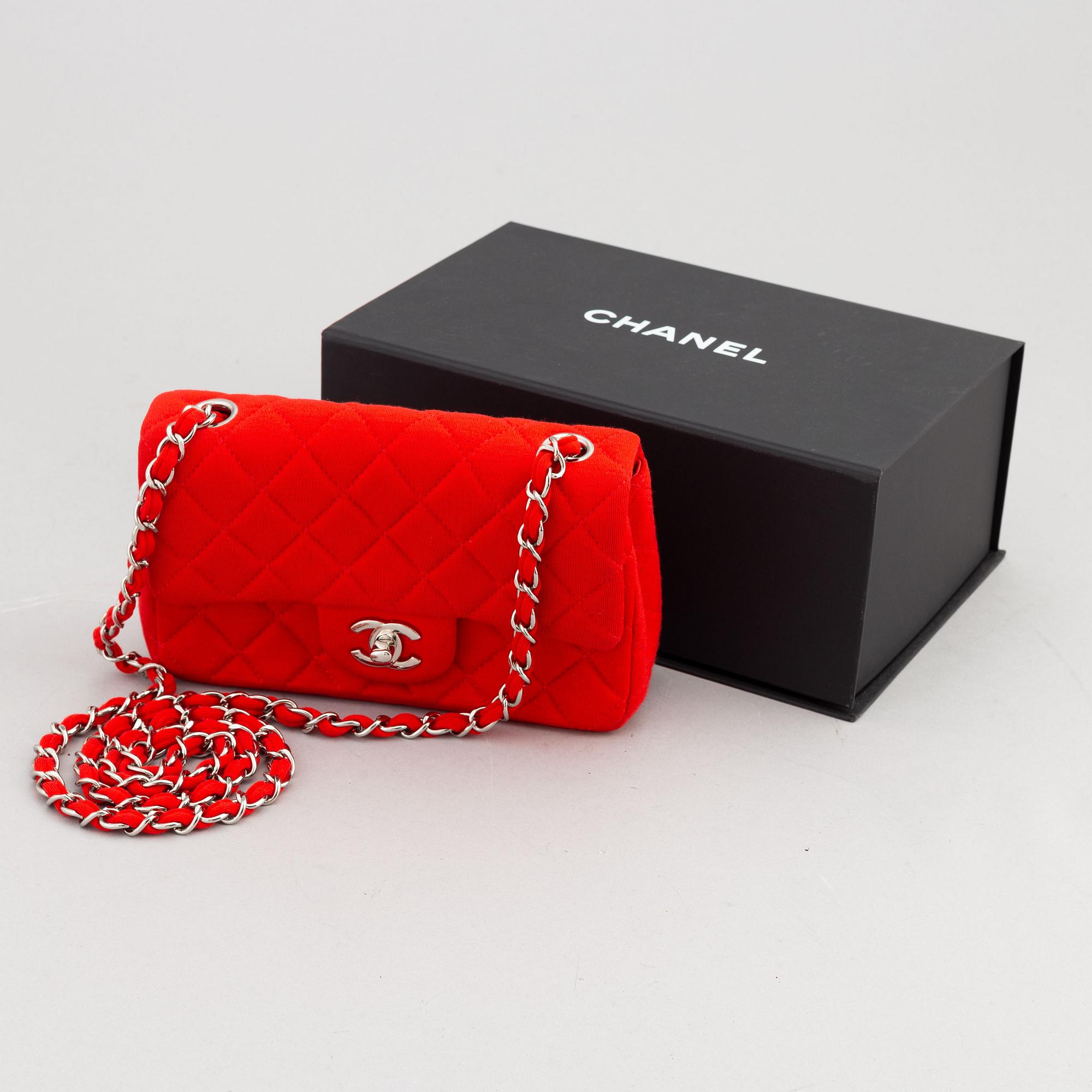 Chanel, a red fabric 'Single Flap Bag', 2014.