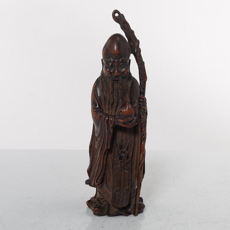 A Chinese Shoulao bamboo figure, Qing dynasty (1644-1912).