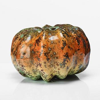 Hans Hedberg, a faience sculpture/ vase of a pumpkin, Biot, France.