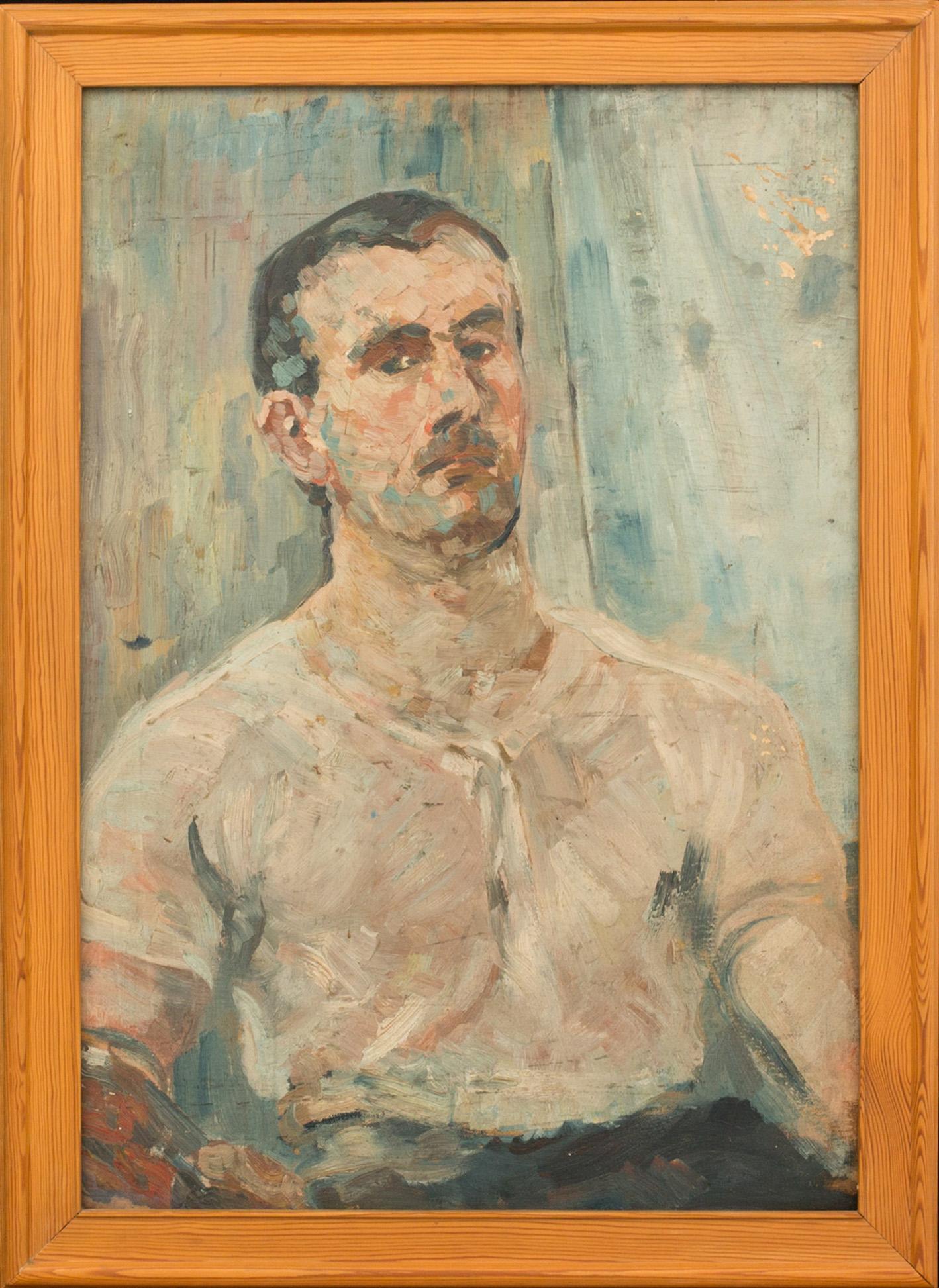 PAUL PILTZ, olja på pannå, enligt uppgift självporträtt 1908. - Bukowskis