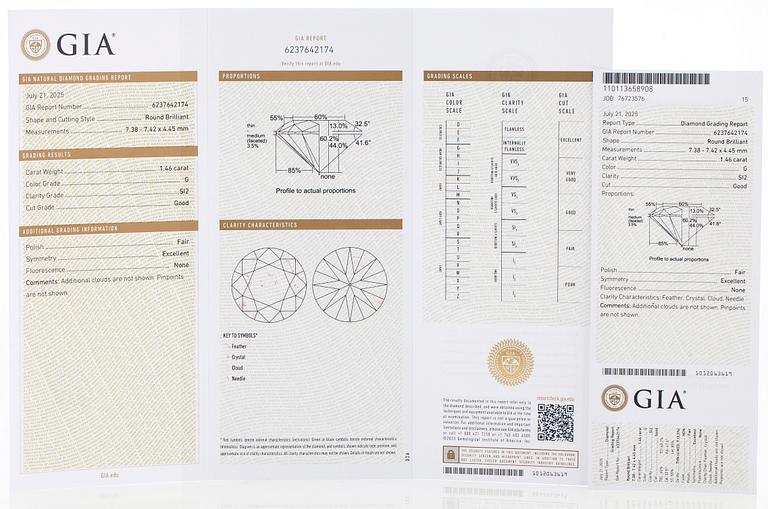 Ring, solitär, platina med briljantslipad diamant.