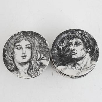 Piero Fornasetti, 16 creamware coasters "Adamo ed Eva", Milano, Italy.