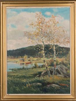 UUNO SOLDAN, olja på duk uppfodrad på skiva, signerad.