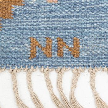 A flat weave carpet, Sweden, signed NN, ca 205 x 142 cm.