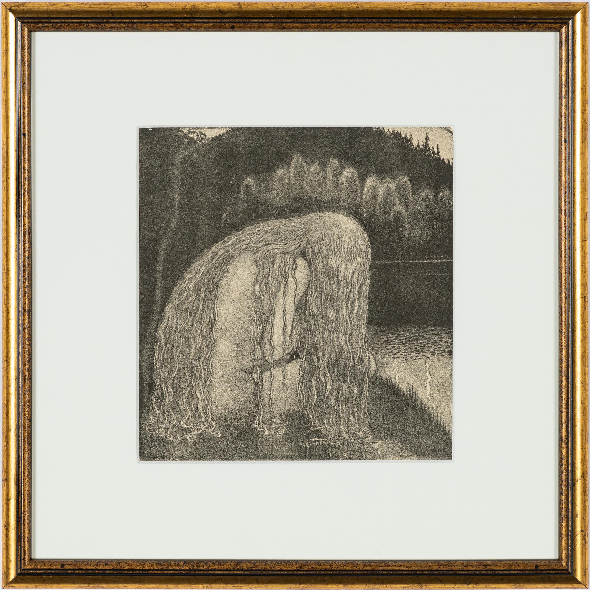 John Bauer, "Hon grät och snyftade, hon darrade av ångest och köld, men svanhamnen var och förblev borta".