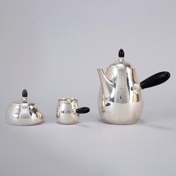 GEORG JENSEN, kaffeservis, 3 delar, sterlingsilver. Köpenhamn, Danmark, efter 1945, design nr 80.