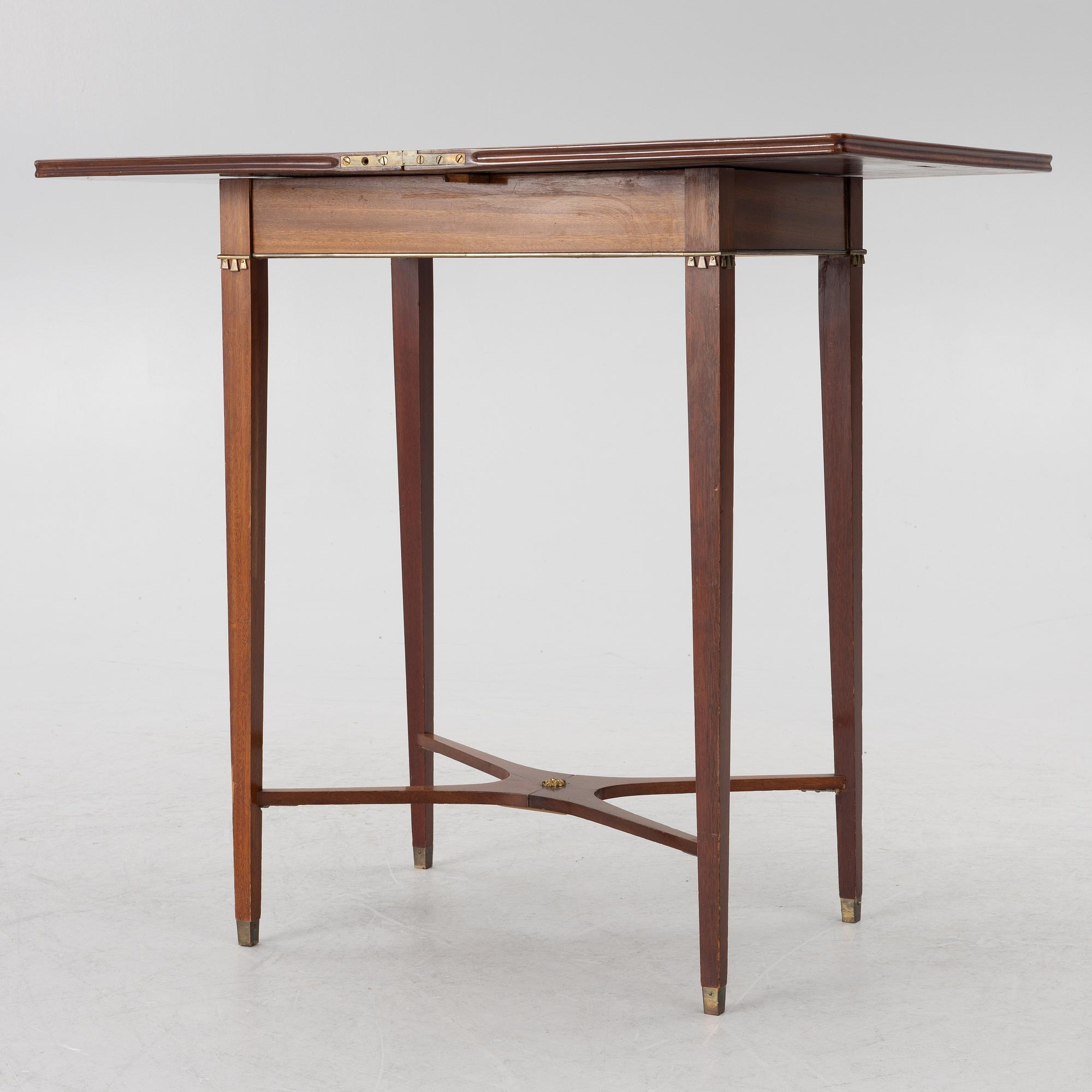 A late Gustavian style games table/sewing table, early 20th century.