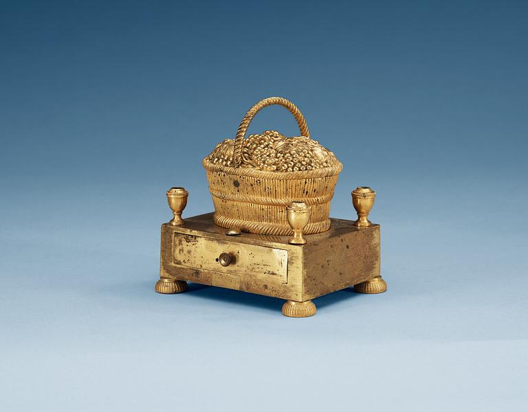 A Russian Empire gilt bronze ink stand.