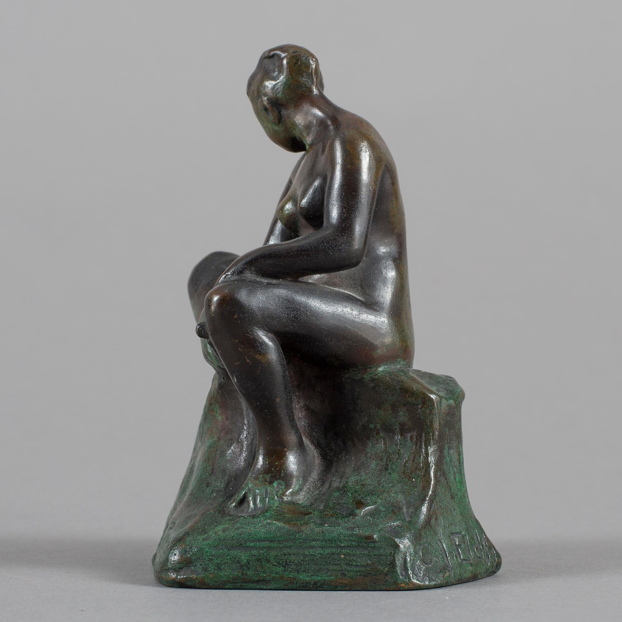 CARL ELDH, Bronsskulptur, signerad. Otydlig gjutarstämpel.