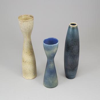 CARL-HARRY STÅLHANE, a set of three stoneware vases, Rörstrand.