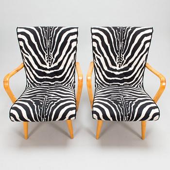 Carl Gustaf Hiort af Ornäs, fåtöljer, ett par, tillverkare Puunveisto Oy - Träsnideri Ab, 1940-tal.