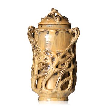 32. Nils Emil Lundström, an Art Nouveau glazed ceramic lidded jar, Rörstrand, Sweden, early 20th century.