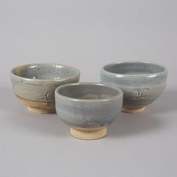 Three bowls by Hertha Hillfon.