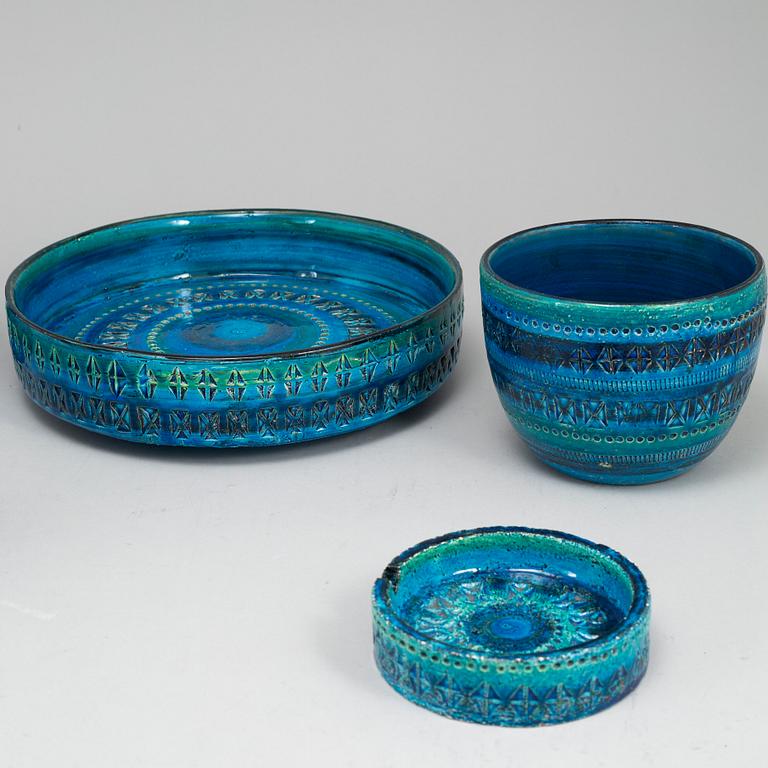 A group of five 'Rimini Blue' stoneware vase and bowls, for Bitossi, second half of the 20th century.