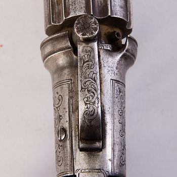 A mid-19th century British percussion pepperbox.