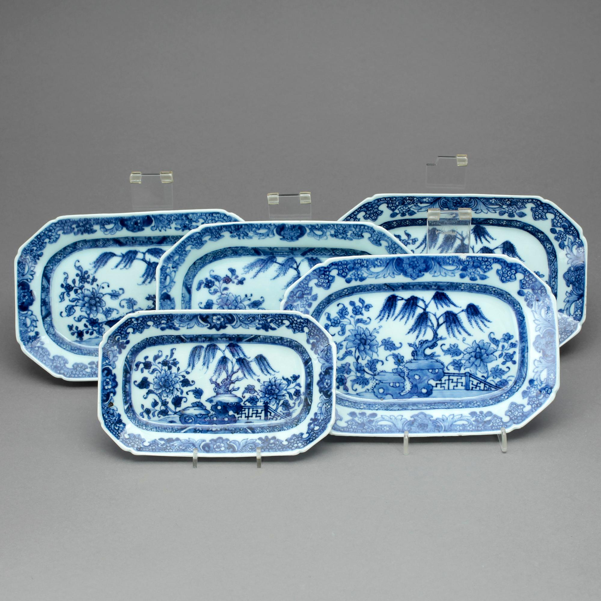 STEKFAT, 4+1, porslin, Qianlong, Kina 1700-tal.