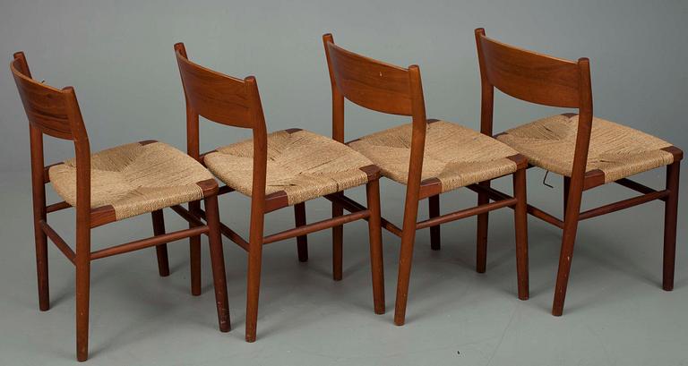 STOLAR, 4 st teak, 1900-talets senare hälft. Danmark.