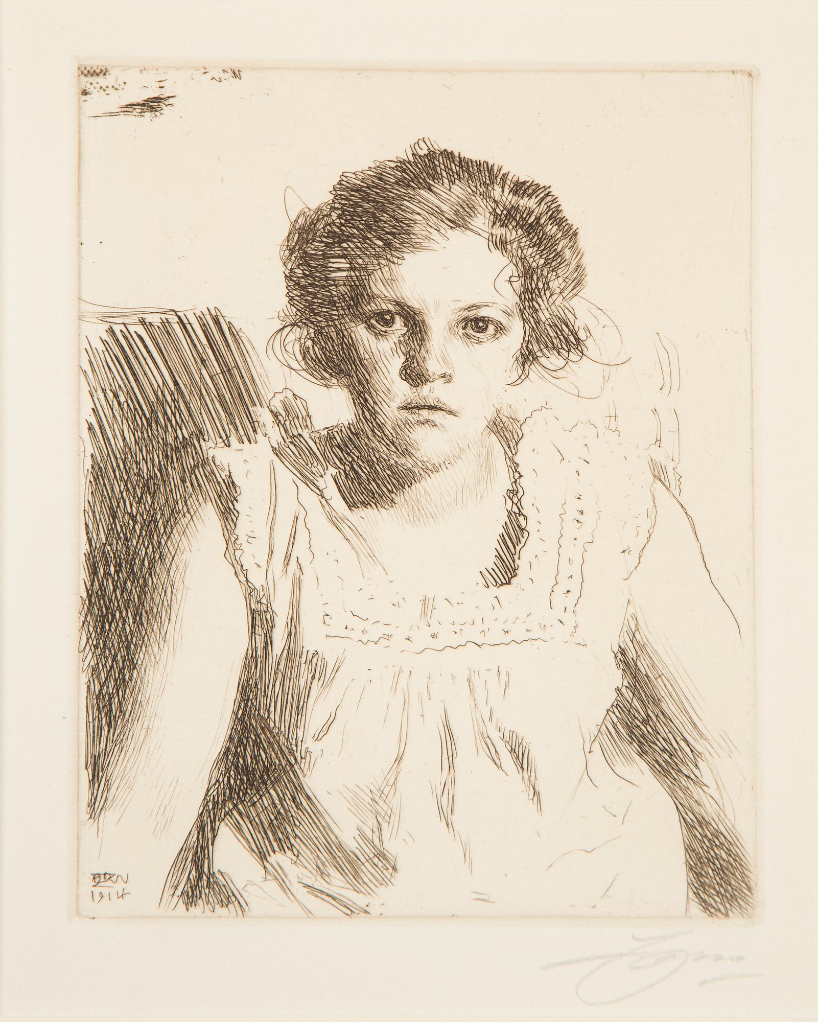 ANDERS ZORN, etching, "Frida", signed Zorn with pencil, executed in 1914.