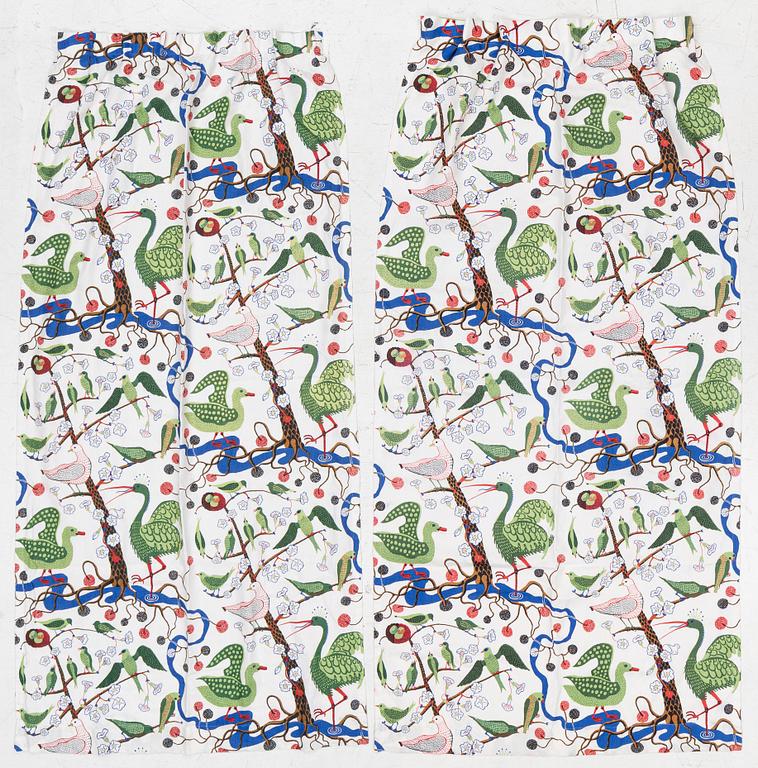 Josef Frank, a pair of 'Gröna Fåglar' curtains, Svenskt Tenn.