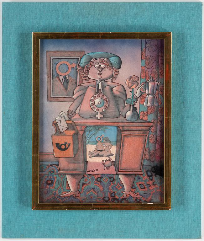 HANS ARNOLD, ink & acrylic, signed.