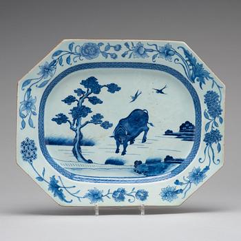 A set of four blue and white serving dishes, Qing dynasty, Qianlong (1736-95).