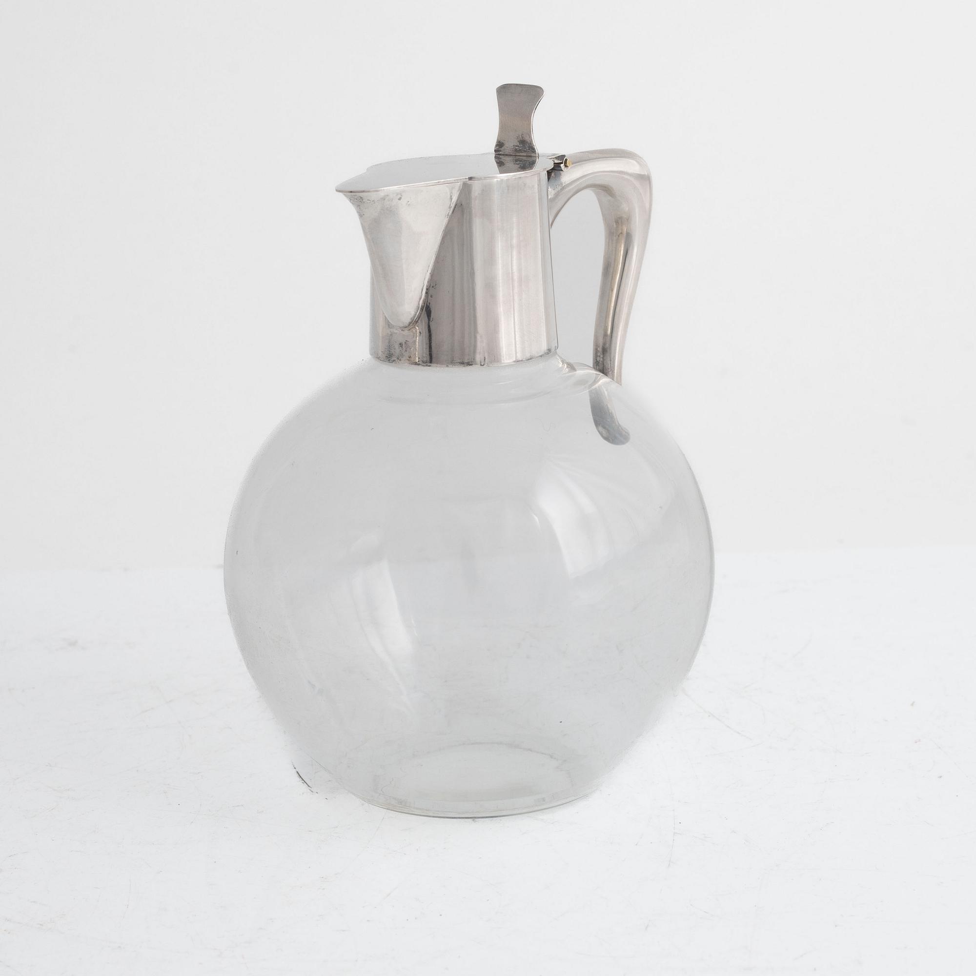 A Michelsen, wine decanter, silver and glass, Copenhagen circa 1960.