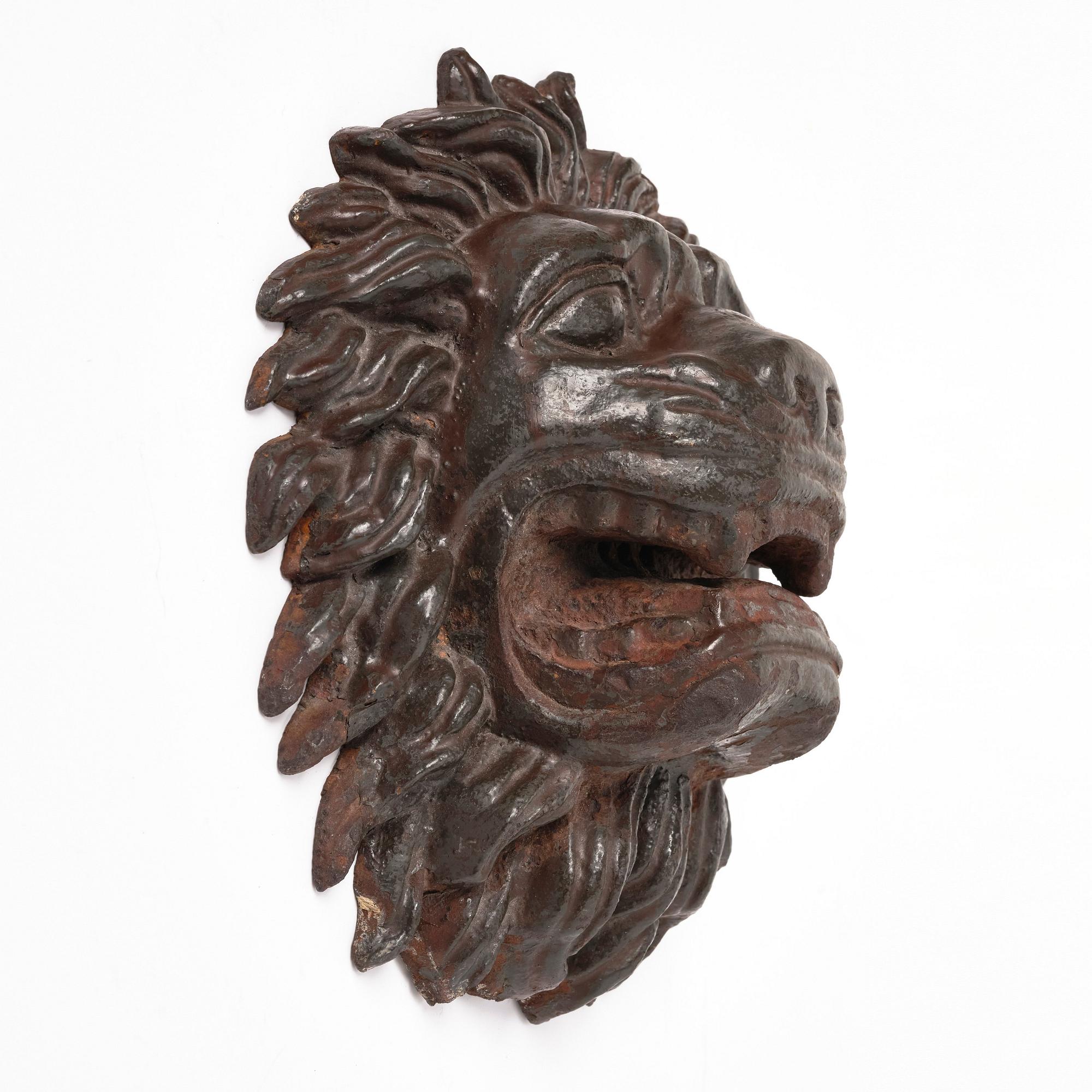 Anna Petrus, a cast iron mascaron in the shape of a lion's head, Näfveqvarns bruk, ca 1927, Swedish Grace.