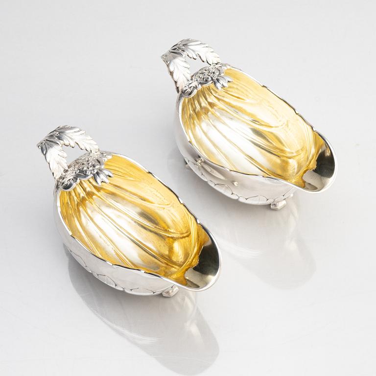 A pair of parcel gilt silver sauce boats, W.A. Bolin, Stockholm 1943.