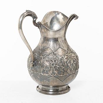 A silver jug, Middle East, mid 20th century.