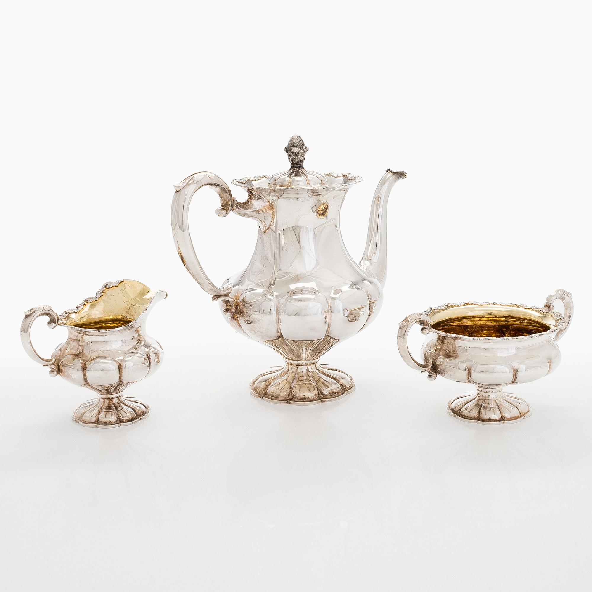 A three-piece silver coffee set, Kultakeskus Hämeenlinna, 1957-1961.