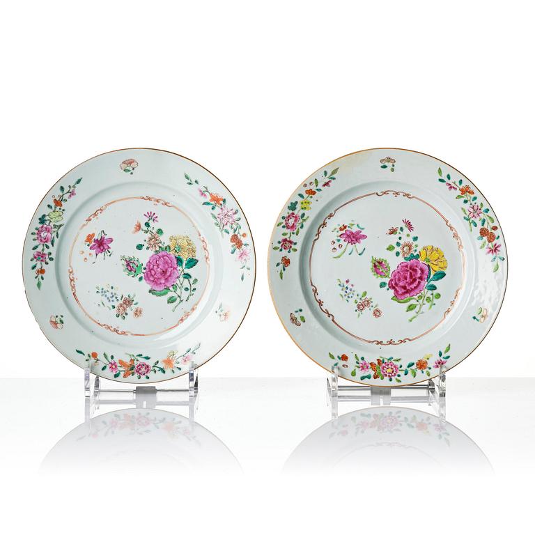 A set of 12 famille rose dishes, Qing dynasty, Qianlong (1736-95).