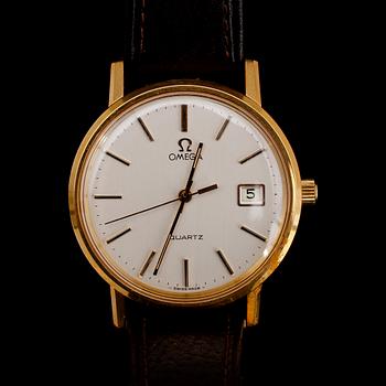 HERRARMBANDSUR, guld på stål, Omega Quartz.