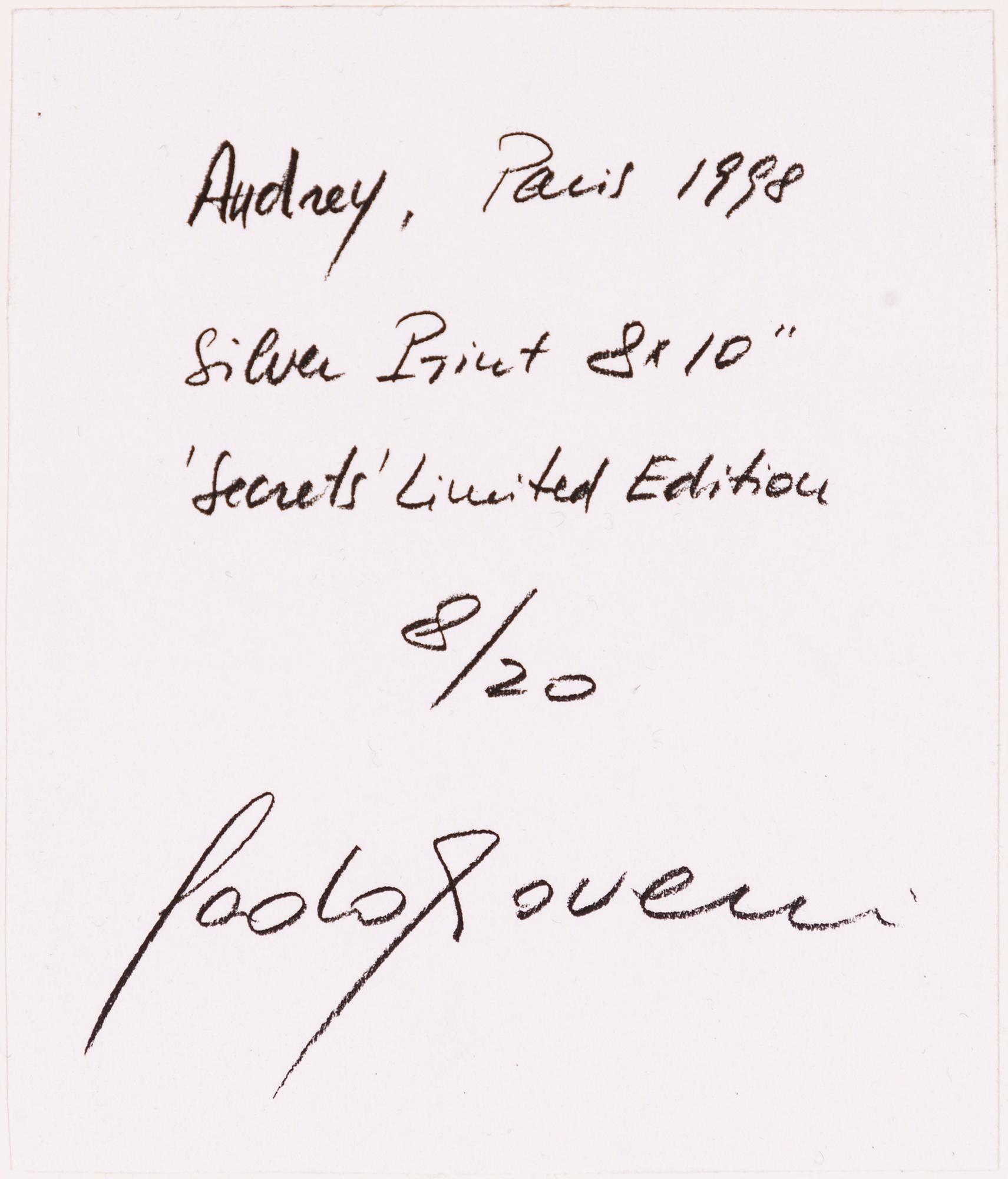 Paolo Roversi, "Audrey, Paris, 1998".